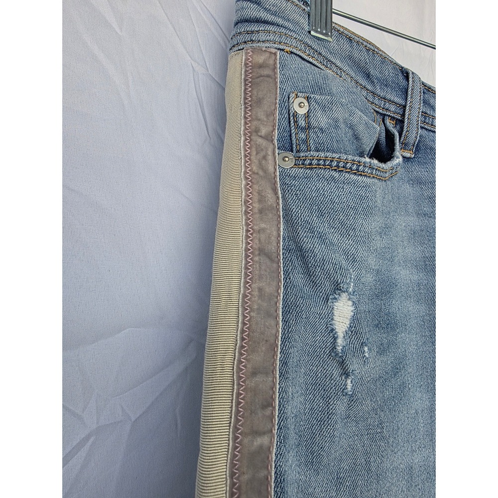 Pilcro and the Letterpress Slim Boyfriend Jeans Side Stripe Distressed 30 Stripe - Picture 2 of 14